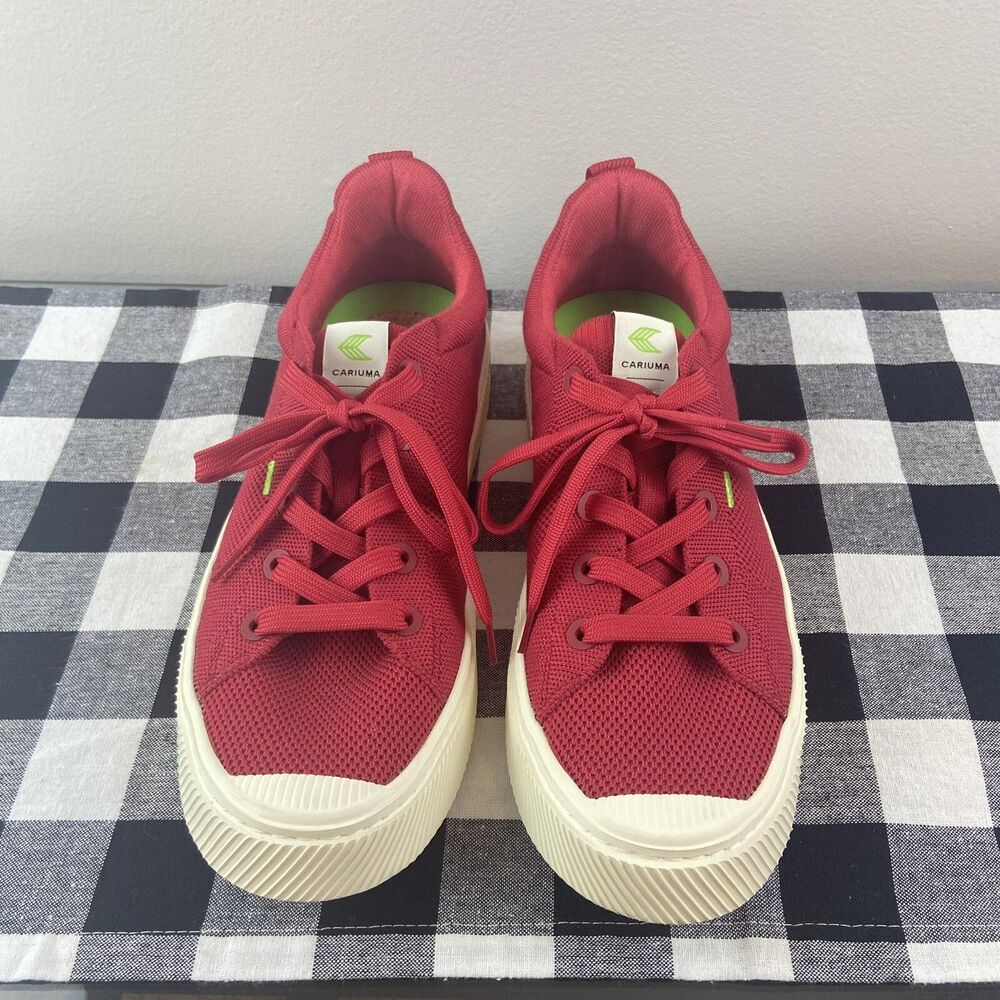 Cariuma Sneakers Mens 8.5 Women’s 10 Red Knit IBI Low Canvas Lace Up